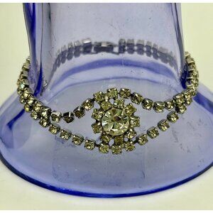 1960s Rhinestone Bracelet-Prong Set Shimmering Crystals-411